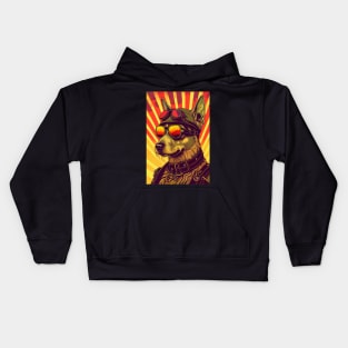 Psychedelic Dog wearing sunglasses Kids Hoodie